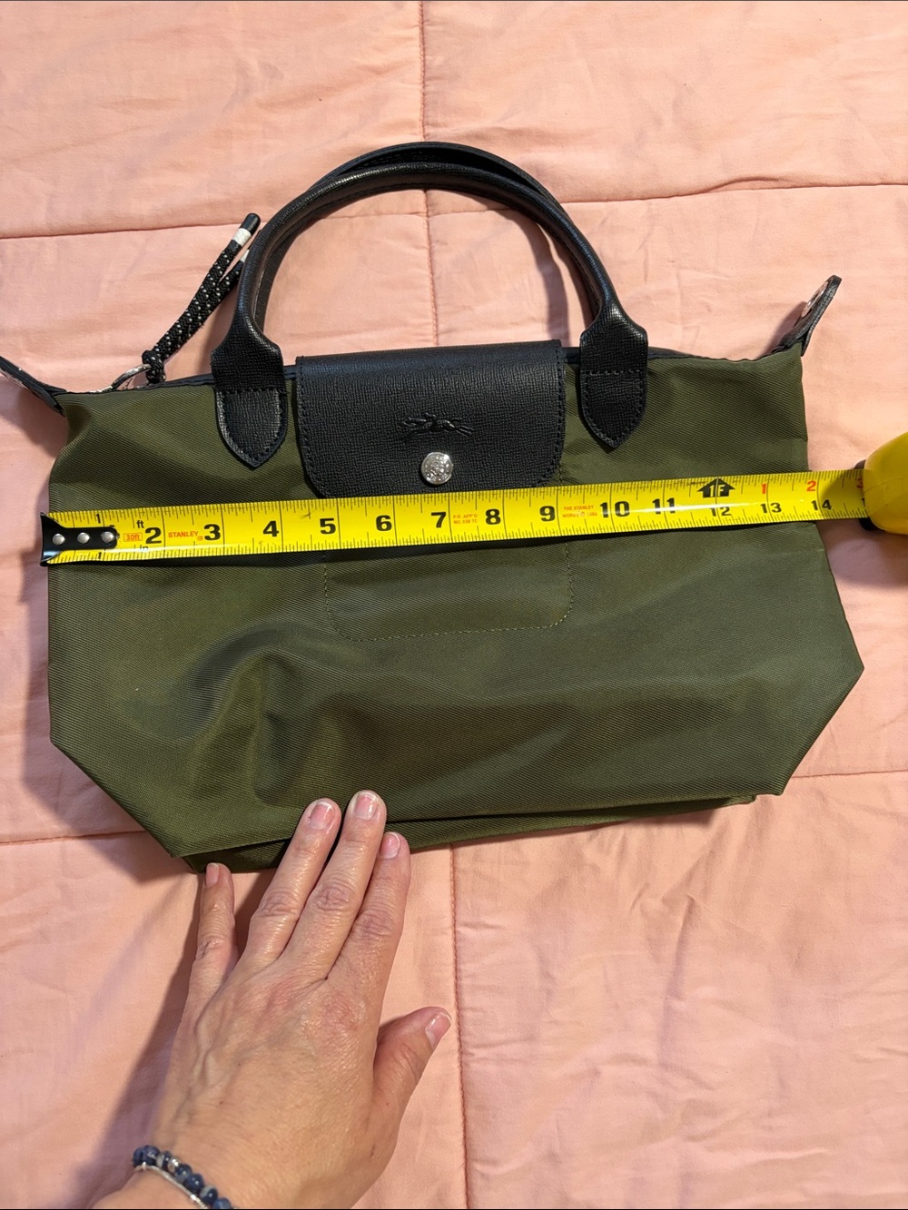 Longchamp Olive Nylon Crossbody with Black Trim - Picture 10 of 10